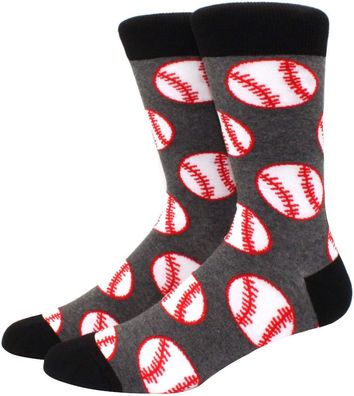 Baseball Schwarze Lustige Socken in 3/4-Länge - Sport Cartoon Motivsocken