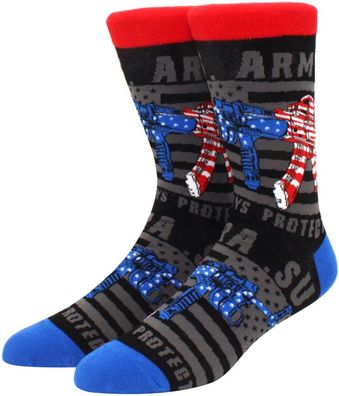 America First Lustige Socken in 3/4-Länge - USA Trump 2025 Cartoon Motivsocken