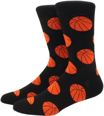 Basketball Schwarze Lustige Socken in 3/4-Länge - Sport Cartoon Motivsocken