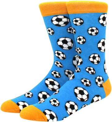 Fußball Blaue Lustige Socken in 3/4-Länge - Sport Cartoon Motivsocken