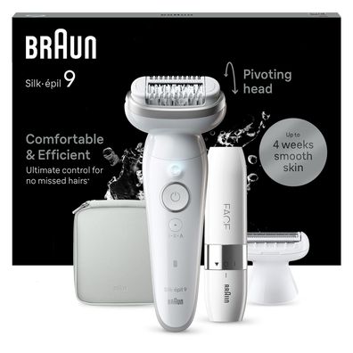 Braun Silk-épil 9 9-341, Weiß, 40 Pinzette, MicroGrip, Akku, 100 - 240 V, 50 - 60 Hz