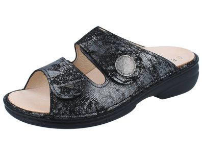 FINN Comfort Sansibar Damen Pantolette schwarz neroargento Antares Nubukleder