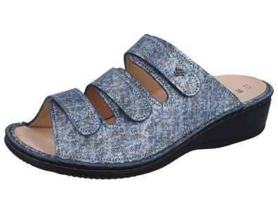 FINN Comfort Pisa Damen Pantolette blau jeans Strada Glattleder