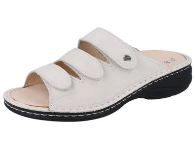 FINN Comfort Hellas Damen Pantolette weiß grau bianco Nubukleder