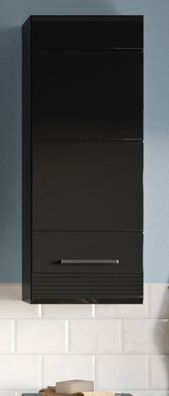 Bad Hängeschrank "Leon" in schwarz Hochglanz Badschrank hängend 30 x 77 cm