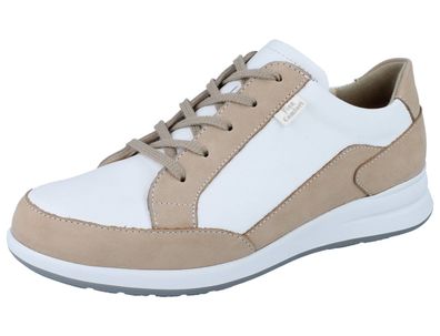 FINN Comfort Prato Damen Halbschuhe Schnürschuh beige weiß Nubuk und Glattleder