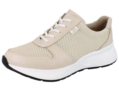 FINN Comfort Leganes Damen Halbschuhe Schnürschuhe beige sand Nube Leder Mesh