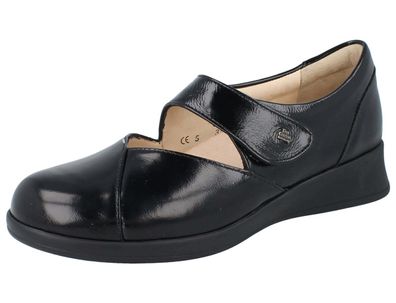 FINN Comfort Barinas Damen Halbschuhe Ballerina schwarz Knautschlack