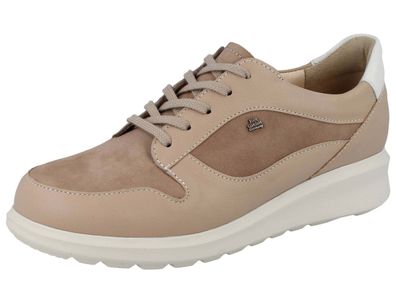 FINN Comfort Mogan Damen Halbschuh Schnürschuh beige sesame Porto Nubuk Leder