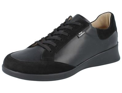 FINN Comfort Kastela Damen Halbschuhe Schnürschuhe schwarz Nubuk NappaSeda