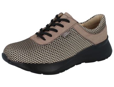 FINN Comfort Denver Damen Halbschuhe Schnürschuhe beige taupe Mesh Nubukleder