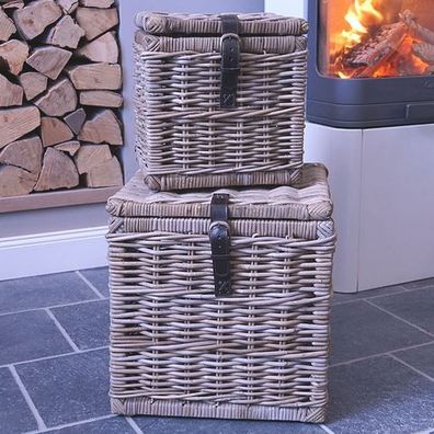 Allzweckkorb Rattan Korb Truhe Cottage Maritim Landhaus Sylt Deko Shabby Chic