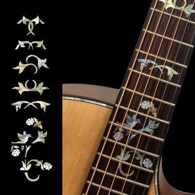 F-057CDY Inlay Stickers, Fret Mark- Winding Vine w/ Bird