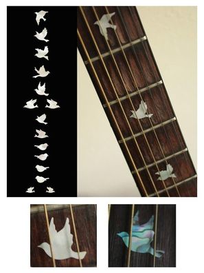 F-099DV-MX Inlay Stickers, Dove Fret Markers (Abalone-Mix)