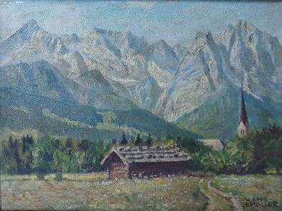 Ölgemälde Hans Jemüller um 1950 Garmisch / 5848