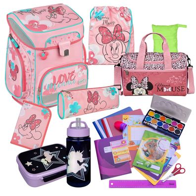 Scooli Schulranzen MINNIE MOUSE 21 Teile-Set + Sporttasche & Minnie Maus viel Zubehör