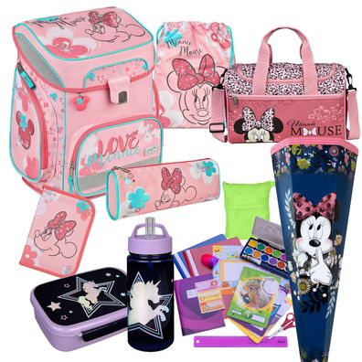 Scooli Schulranzen MINNIE MOUSE 22 Teile-Set mit Minnie Maus Sporttasche Brotdose uvm