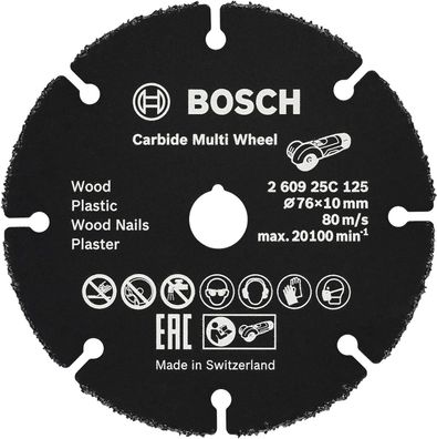 Bosch Professional Carbide Multi Wheel Trennscheibe für Holz, Kunststoff, Gipskarton,