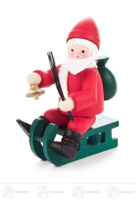 Weihnachtliche Miniatur Nikolaus auf Schlitten farbig H=ca 6 cm NEU Erzgebirge