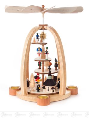 Pyramide \"Seiffener Weihnacht\" stufenförmig für Teelichte 34,5cmx40cmx34,5cm NEU