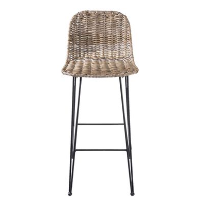 Clayre & Eef Barhocker 40x40x93 cm Braun Rattan Eisen (Gr. 40x40x93 cm)