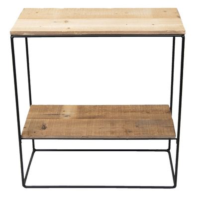 Clayre & Eef Beistelltisch 60x25x66 cm Braun Holz Eisen Rechteck (Gr. 60x25x66 cm)