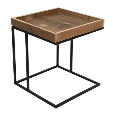 Clayre & Eef Beistelltisch 40x40x45 cm Schwarz Eisen Holz Quadrat (Gr. 40x40x45 cm)