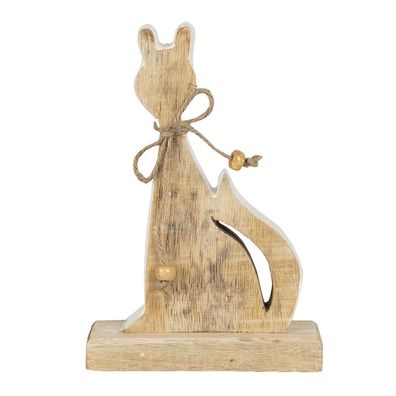 Clayre & Eef Dekoration Katze 11x3x16 cm Braun Holz (Gr. 11x3x16 cm)