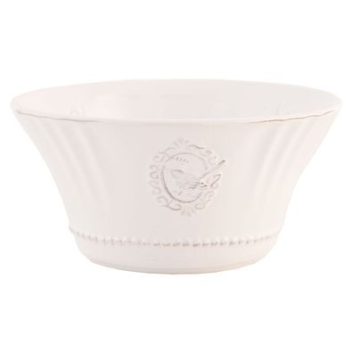 Clayre & Eef Suppenschale Ø 14x7 cm Weiß Keramik Rund Vogel (Gr. Ø 14x7 cm / 500 ml)
