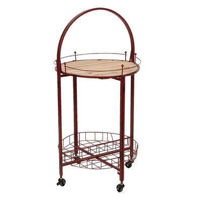 Clayre & Eef Beistelltisch Ø 49x98 cm Rot Eisen Holz Rund (Gr. Ø 49x98 cm)
