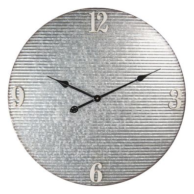 Clayre & Eef Wanduhr Ø 60 cm Grau Metall Rund