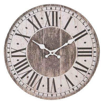 Clayre & Eef Wanduhr Ø 34 cm Braun Holz Rund