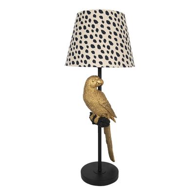 Clayre & Eef Tischlampe Ø 25x73 cm Schwarz Beige Metall Papagei