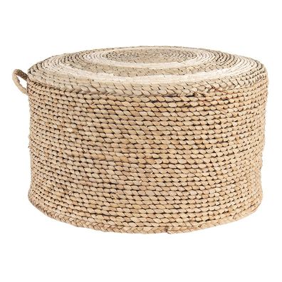 Clayre & Eef Pouf Ø 40x23 cm Braun Stroh Rund (Gr. Ø 40x23 cm)