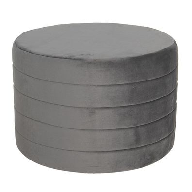 Clayre & Eef Pouf Ø 60x40 cm Grau Holz Textil Rund (Gr. Ø 60x40 cm)