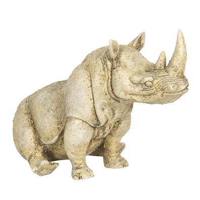 Clayre & Eef Figur Nashorn 27x15x17 cm Beige Polyresin Nashorn (Gr. 27x15x17 cm)