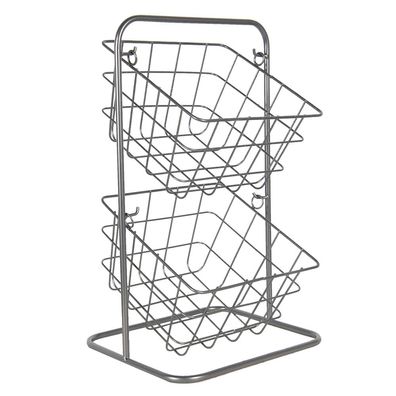 Clayre & Eef Korbregal 22x22x41 cm Grau Metall (Gr. 22x22x41 cm)