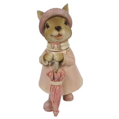 Clayre & Eef Figur Kaninchen 8x6x14 cm Braun Rosa Polyresin (Gr. 8x6x14 cm)