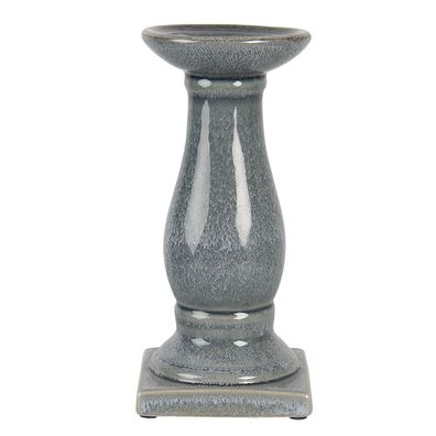 Clayre & Eef Kerzenständer 25 cm Grau Keramik Rund (Gr. Ø 12x25 cm)