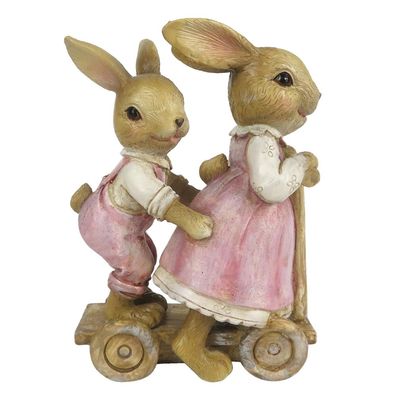 Clayre & Eef Figur Kaninchen 8x4x11 cm Rosa Polyresin (Gr. 8x4x11 cm)