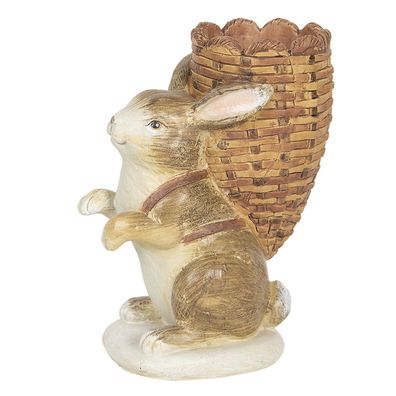 Clayre & Eef Teelichthalter Kaninchen 11x7x14 cm Braun Kunststoff (Gr. 11x7x14 cm)