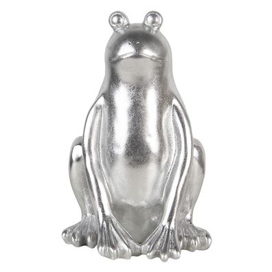 Clayre & Eef Figur Frosch 20x20x30 cm Silberfarbig Polyresin (Gr. 20x20x30 cm)