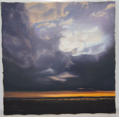 Ölgemälde Horst Peters um 1990 Sonnenuntergang / 5858