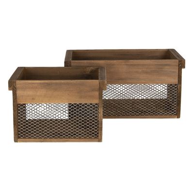 Clayre & Eef Aufbewahrungsbox Braun Holz Rechteck (Gr. (2) 32x19x16 / 23x16x15 cm)