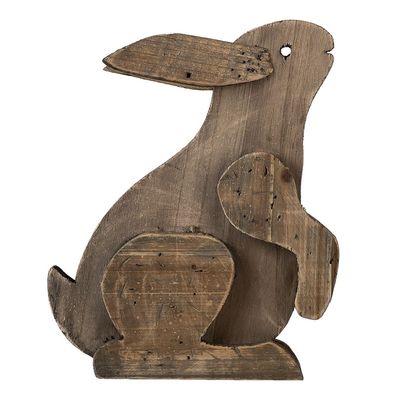 Clayre & Eef Figur Kaninchen 20x12x26 cm Braun Holz (Gr. 20x12x26 cm)