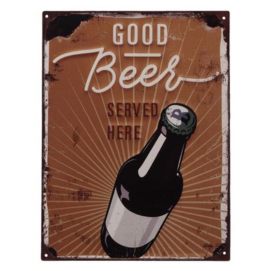 Clayre & Eef Textschild 25x33 cm Braun Eisen Good Beer (Gr. 25x1x33 cm)