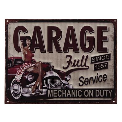 Clayre & Eef Textschild 33x25 cm Schwarz Eisen Garage (Gr. 33x1x25 cm)