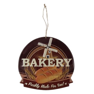 Clayre & Eef Textschild 38x40 cm Braun Eisen Bakery (Gr. 38x1x40 cm)