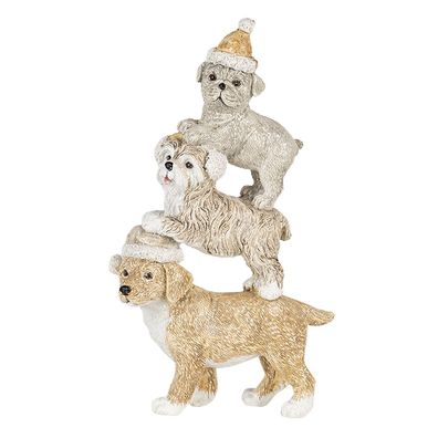 Clayre & Eef Figur Hund 10x4x18 cm Grau Beige Polyresin (Gr. 10x4x18 cm)