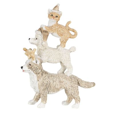 Clayre & Eef Figur Tiere 12x4x17 cm Grau Beige Polyresin Tiere (Gr. 12x4x17 cm)